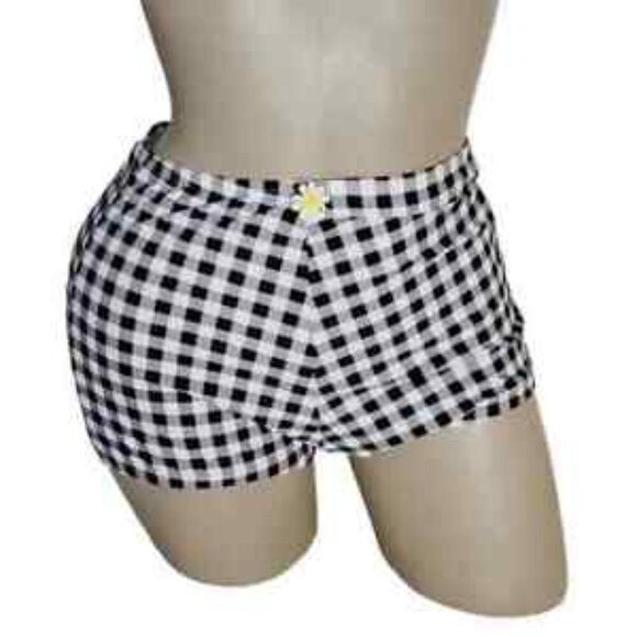 Betsey Johnson Black White High Waisted Boy-Short Bikini Bottom - Picture 2 of 10
